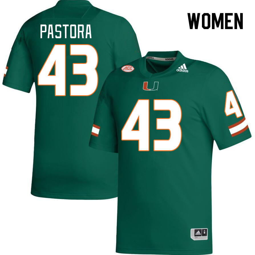 Women #43 Chris Pastora Miami Hurricanes College Football Jerseys Stitched Sale-Green